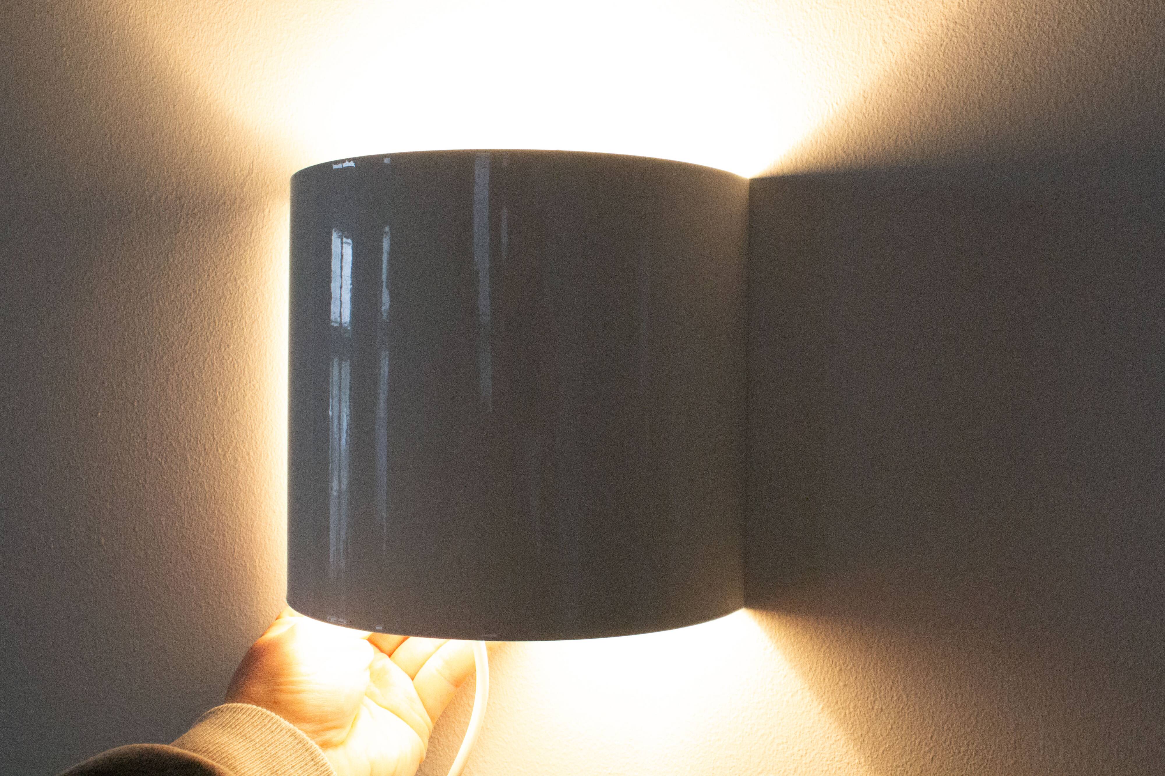Vintage half round wall lamp - white metal