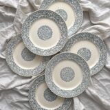 6 iron earthenware flat plates "Renaissance" Creil et Montereau