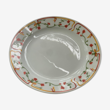 Dessert plate orange-red floral pattern