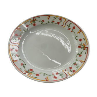 Dessert plate orange-red floral pattern