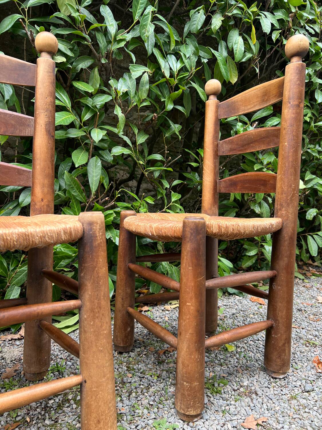 Pair of chairs, rustic finish, 1940-1950