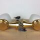 Pair of solid brass and white opaline wall lamps
