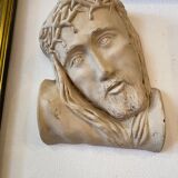 Head of jesus christ plaster sculpture signed courtin to hang
