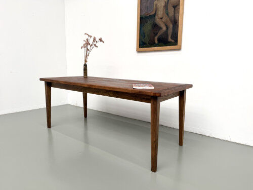 Oak dining table with tapered legs, 1970s.