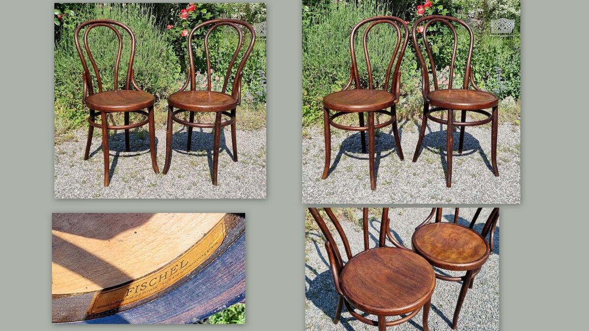 4 chairs bistrot n ° 14 and n ° 18 early twentieth