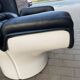 2x Joe Colombo Elda LONGHI Chair Black leather, White fiberglass