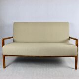 Set of vintage beige boucle sofa and armchair, 1970s