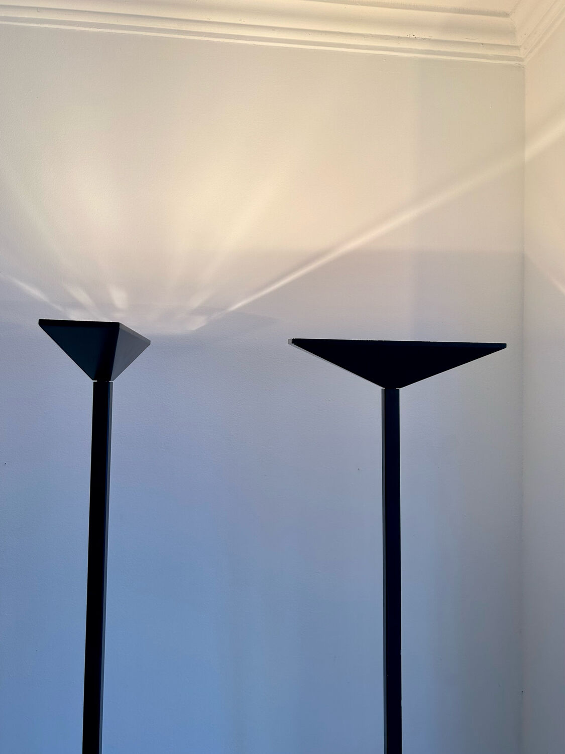 Pair of vintage geometric floor lamps model "206863" , Pierre Disderot for Glass and Light, France 1980
