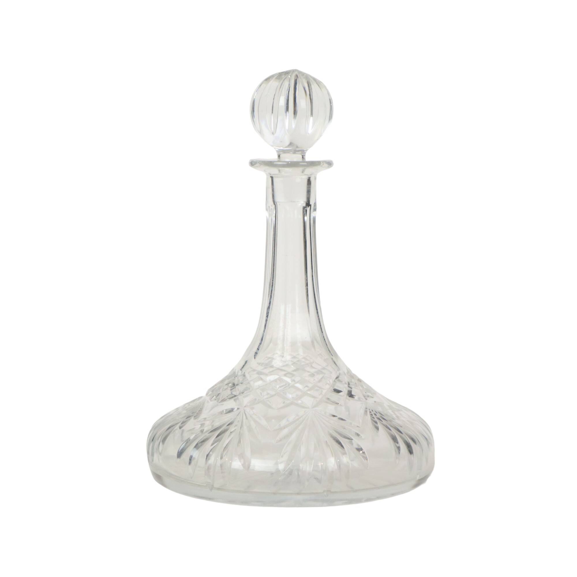 Vintage Samobor Crystal Decanter Ship Decanter Star Motif Lead Crystal