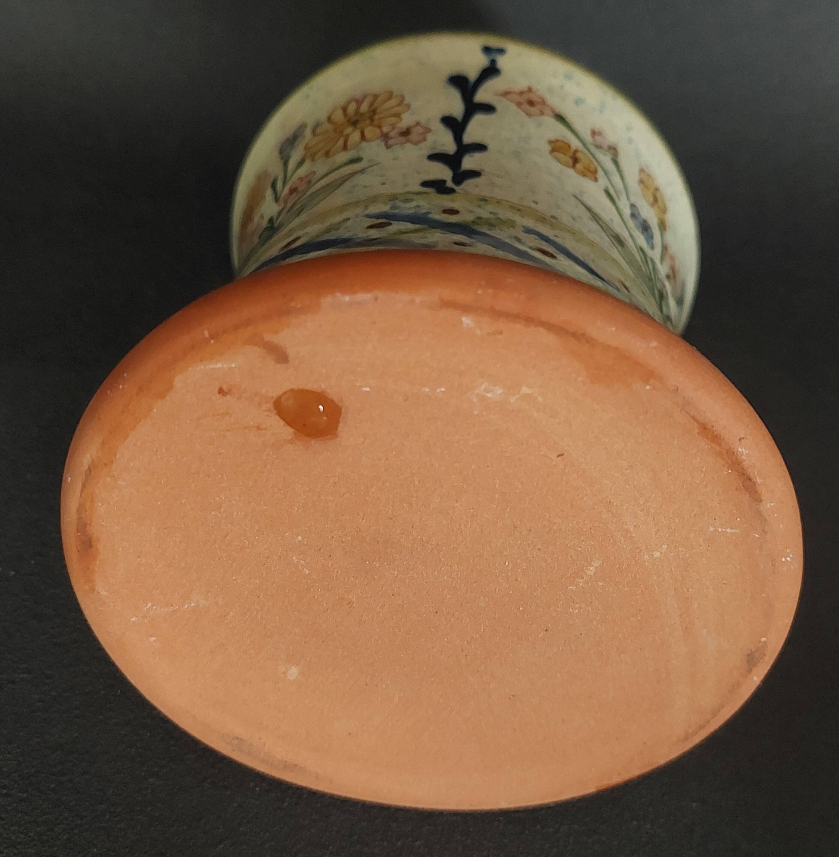 Ceramic tea light holder with signature to identify, 20th century