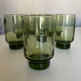 Set de 8 verres gobelets 1960 en verre vert
