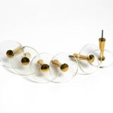 70s set of 6 coat hooks made of brass and plexiglass Vereinigte Werkstätten