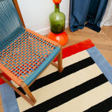 Handmade red symmetry tufted wool rug 120 x 180 cm