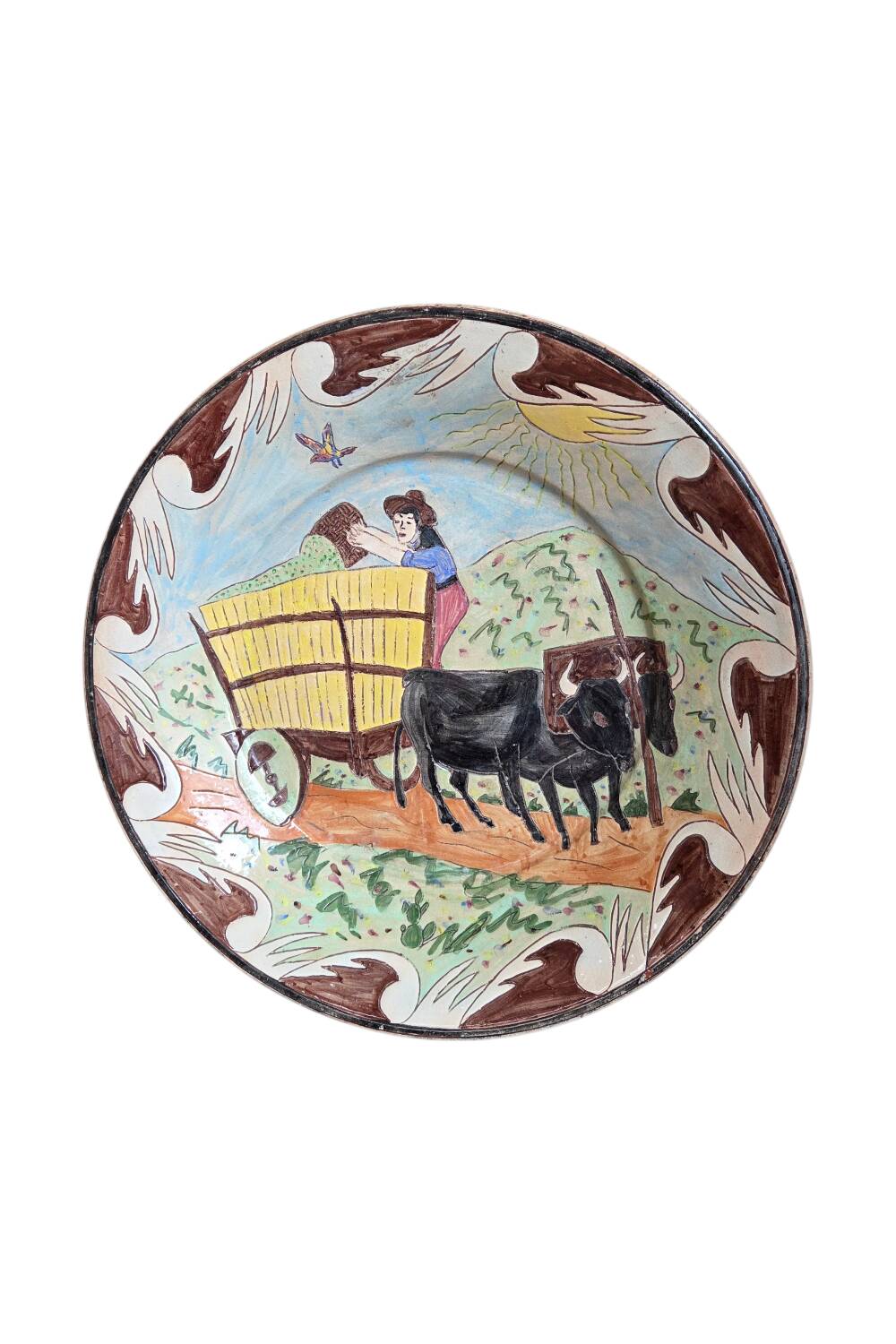 Large terracotta dish signed