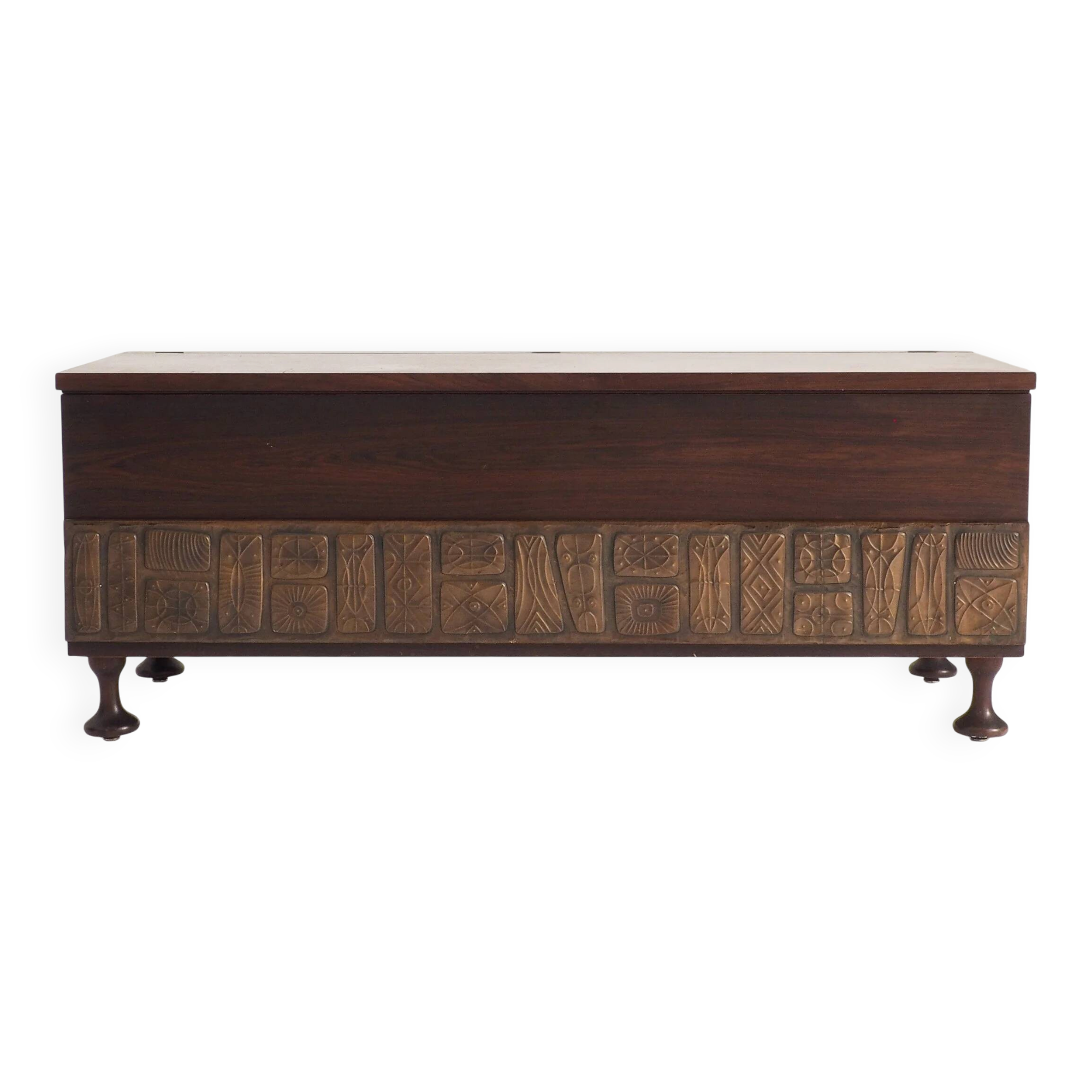 Italian brutalist rosewood chest by Santambrogio & De Berti