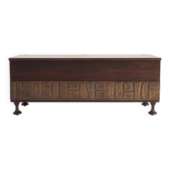 Italian brutalist rosewood chest by Santambrogio & De Berti
