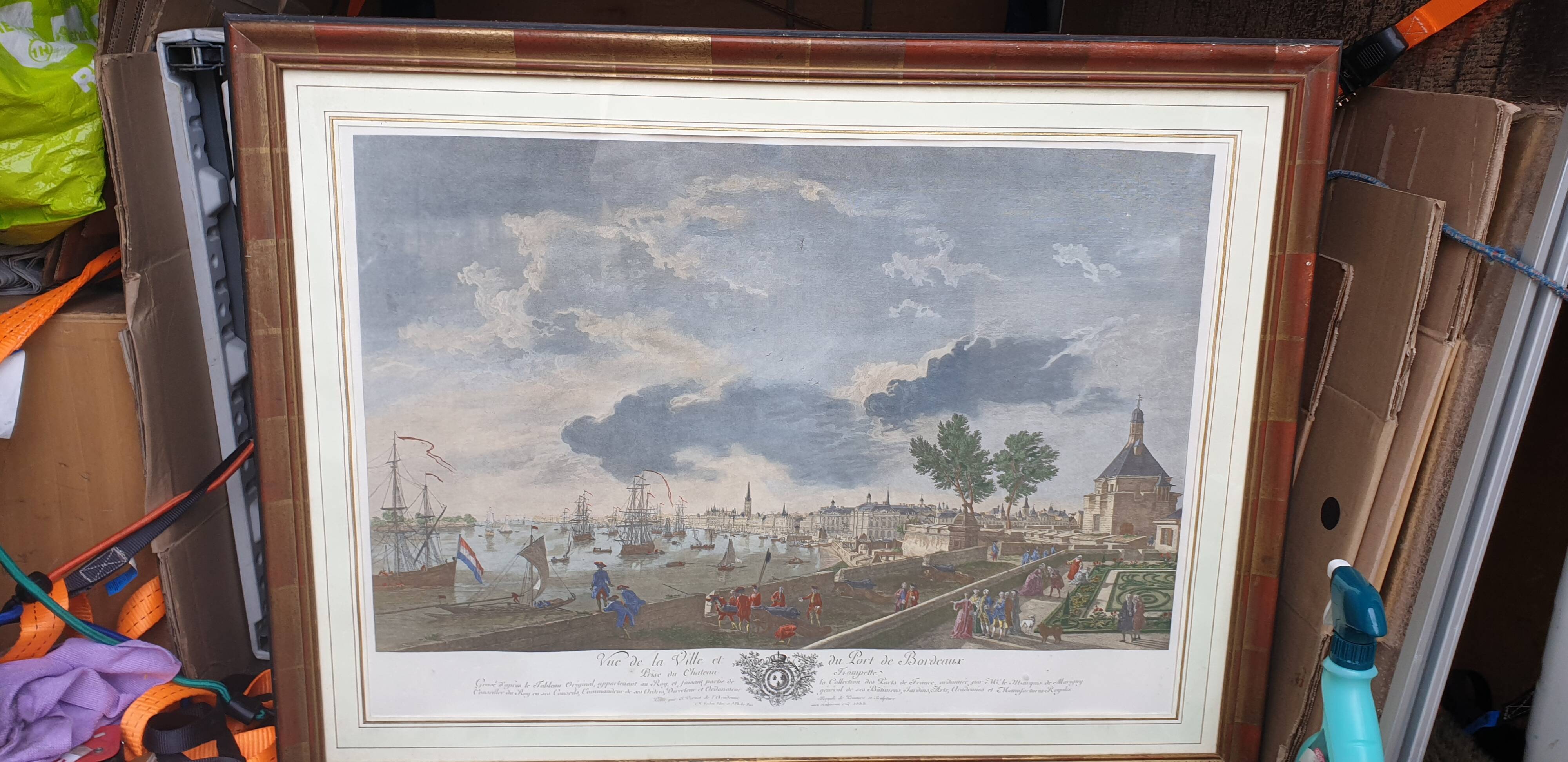 Framed engraving port of Bordeaux