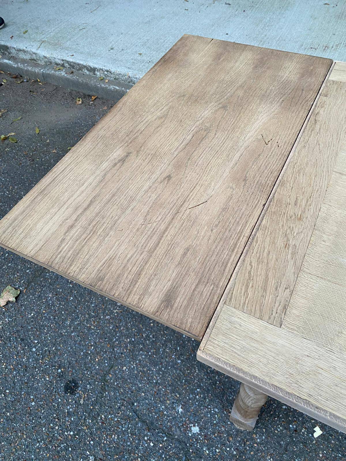 20th century extendable farmhouse dining table renovated in raw wood 225cm