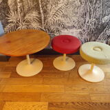 Coffee table and two tulip foot stools
