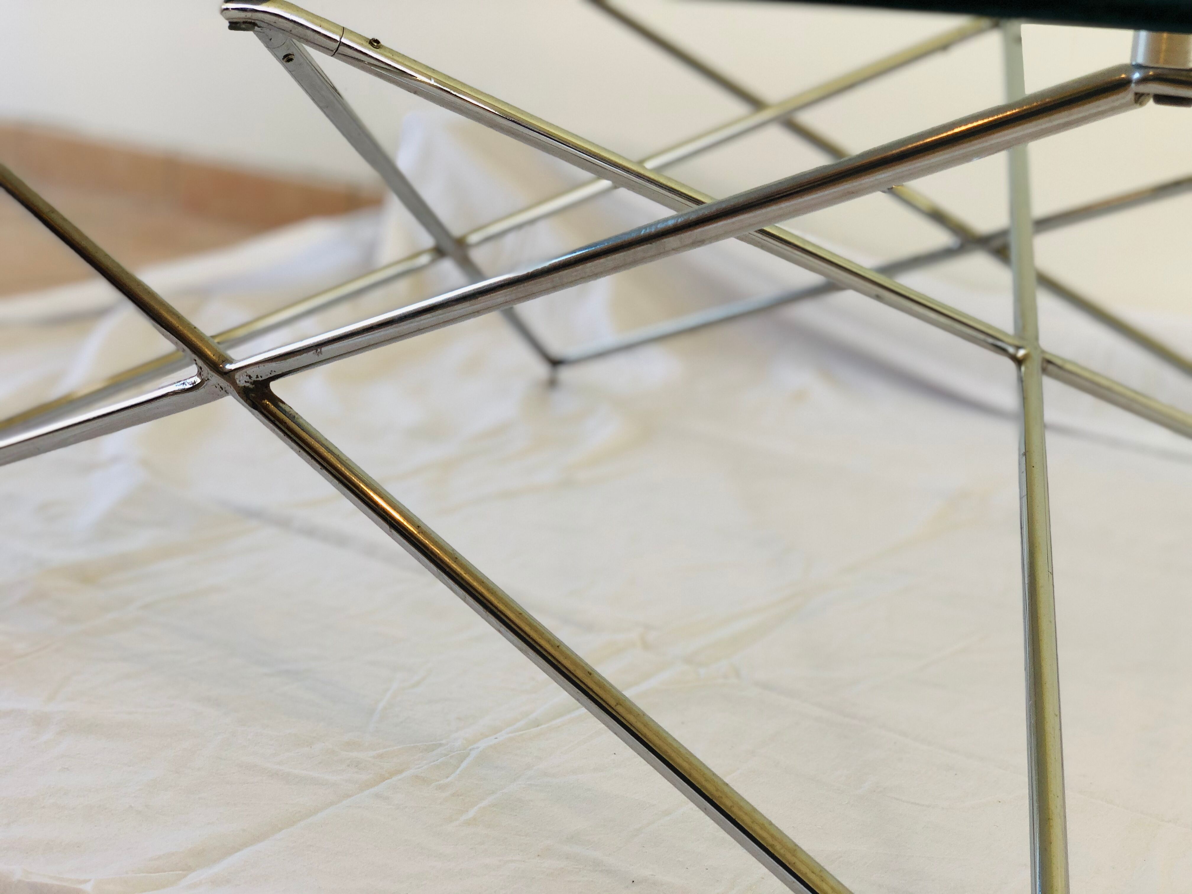 Vintage glass and chrome metal coffee table 1960