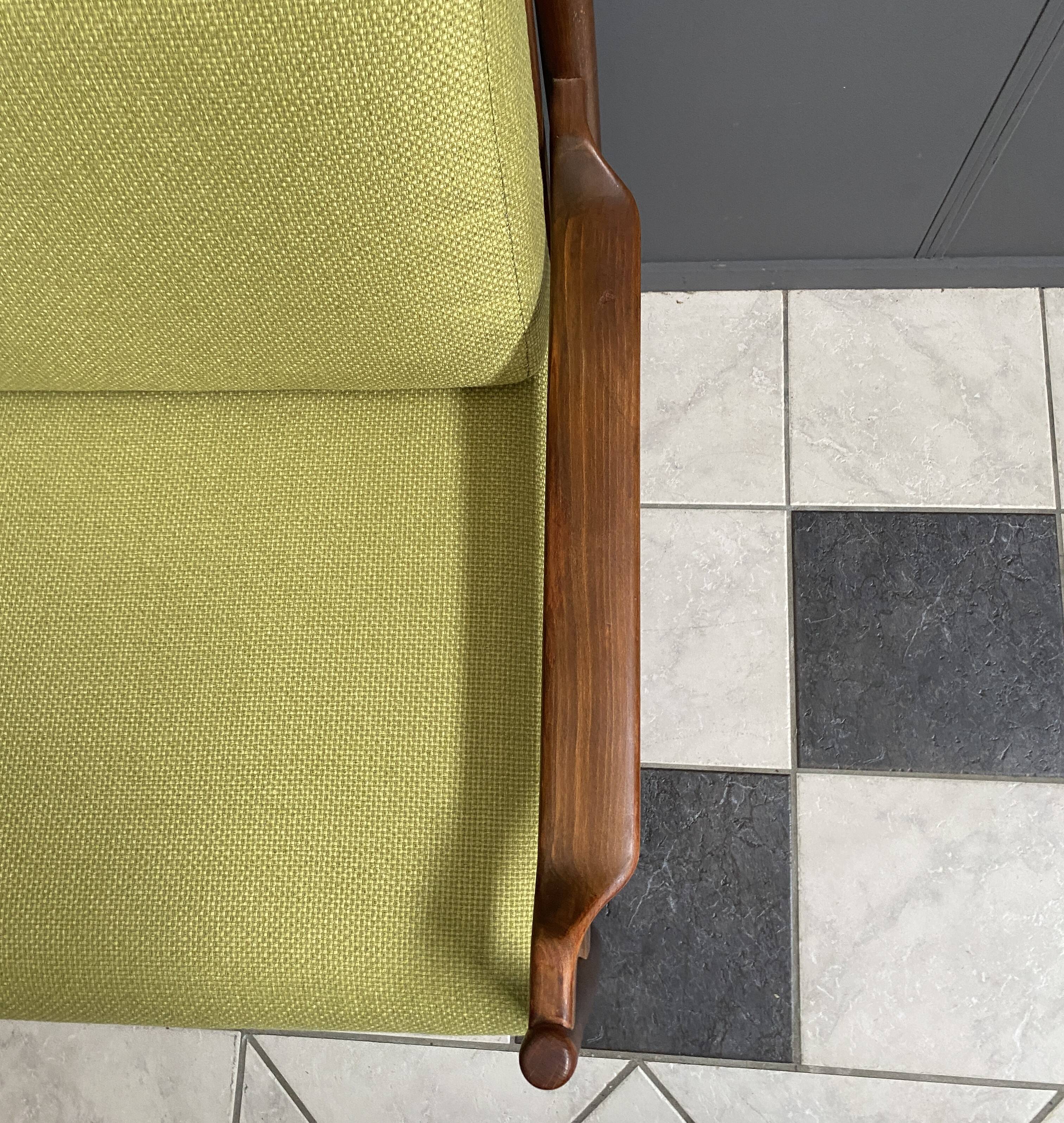 Yellow fabric and wood relax chair 1960s