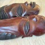 African masks in vintage ebony wood