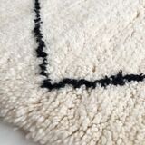 Moroccan berber carpet beni ouarain unbleached corridor with black diamonds 292x86cm