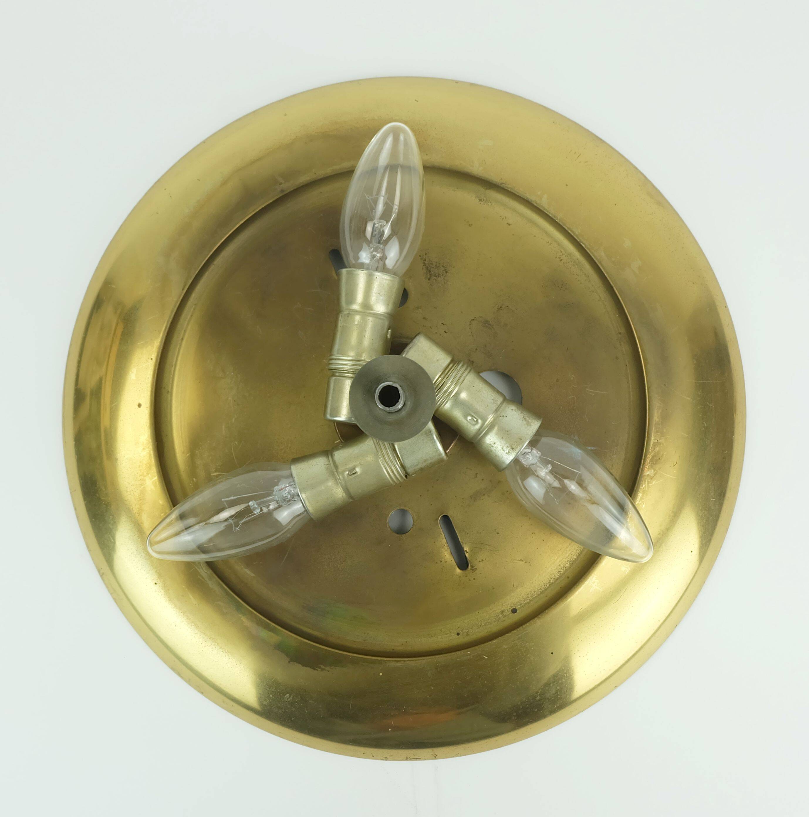 glamorous 1960s mid century CEILING LAMP ceiling fixture brass and glass