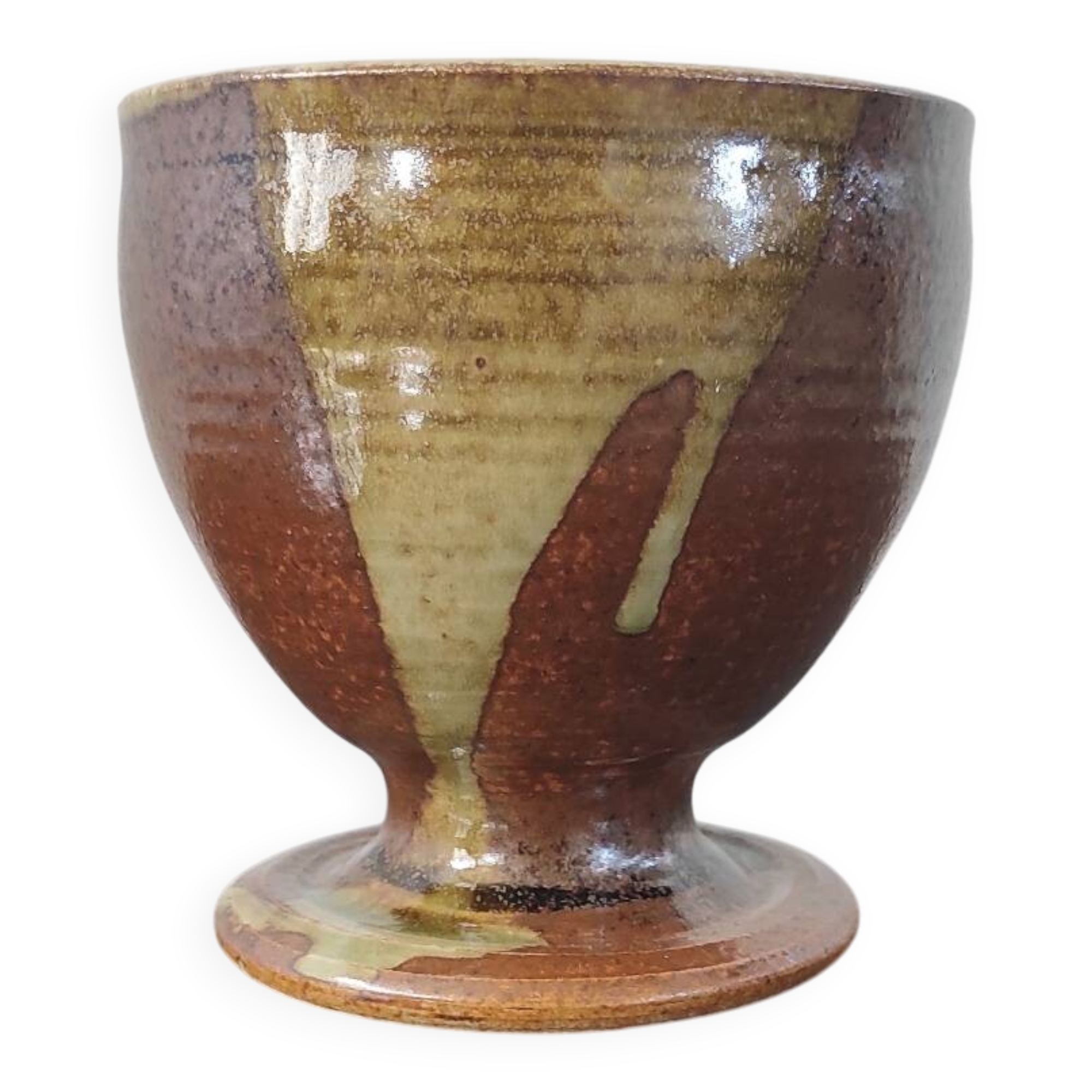 Vintage stoneware cup / high mug - Brutalist design