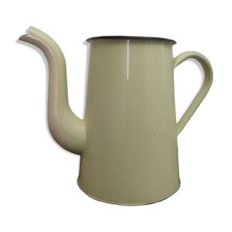 Vintage Yellow Enameled Sheet Metal Coffee Pot