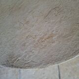 Side table, patinated pedestal table with natural pigments