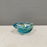 Beautiful ashtray in multicoloured glass. We guess Italy, 1980s.