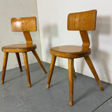 Vintage set of 2 mid century modernist beech Children's Chairs 1950s