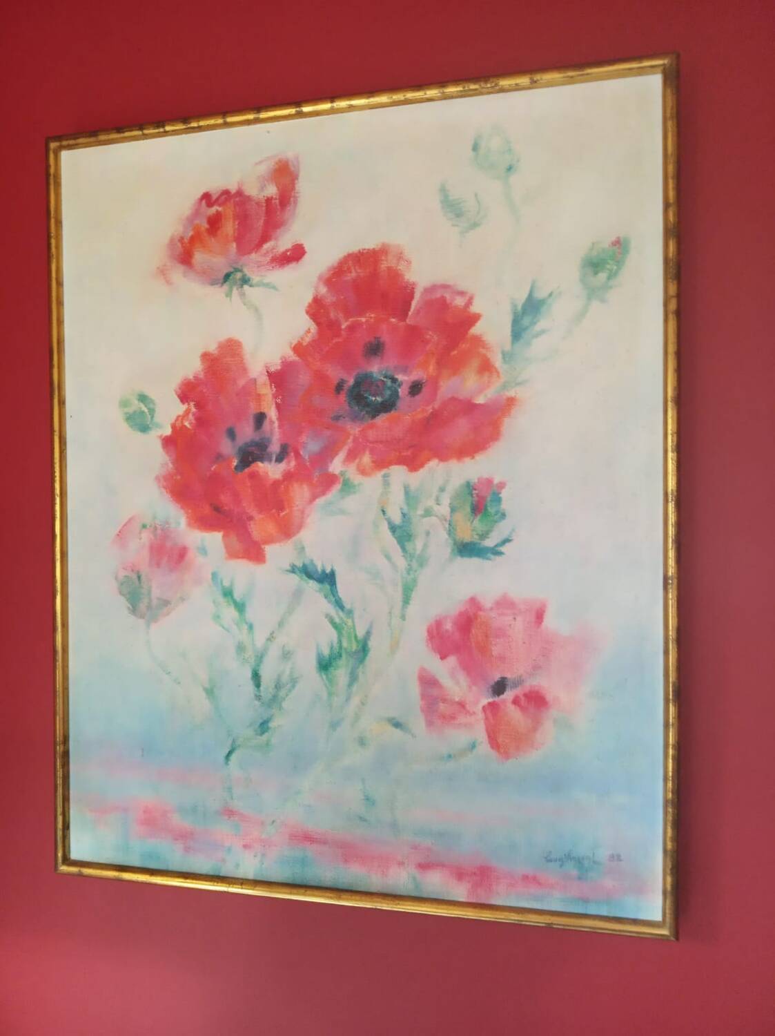 Peinture à  l’huile Coquelicot avec cadre
