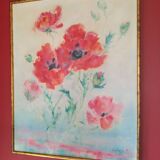 Poppy oil painting with frame