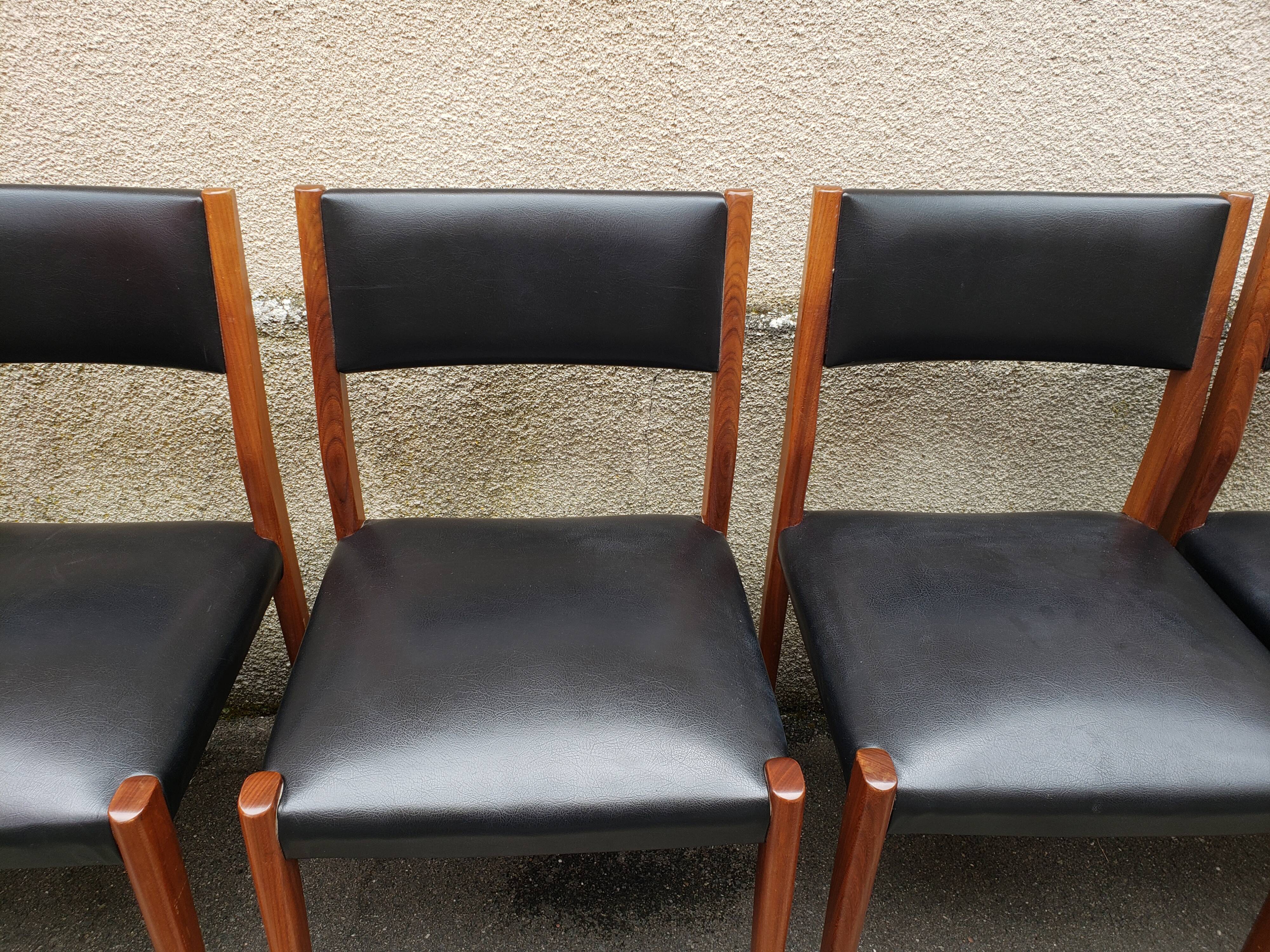 6 scandinavian black and beech chairs