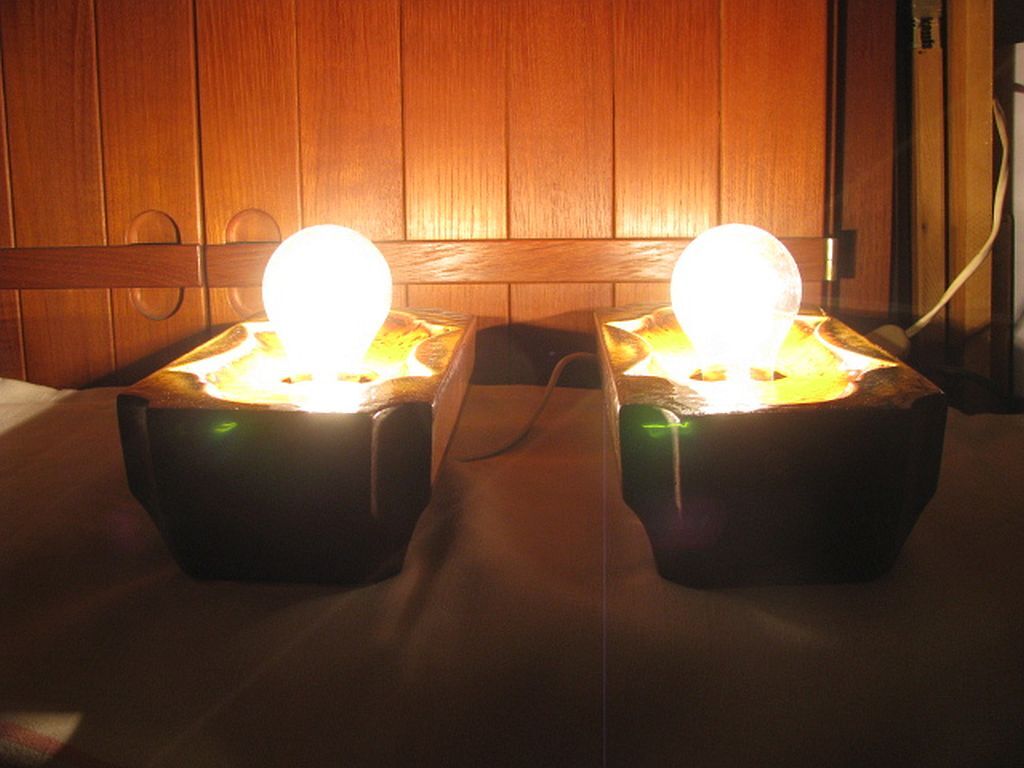 Set of 2 German Orange Lava Ceramic Wall Lamps from the 1960s / 70s Pan Keramik