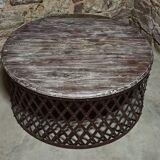Table basse ronde en bois avec pieds métal