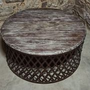 Table basse ronde en bois avec pieds métal