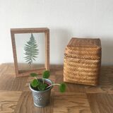Boite en osier vintage carrée
