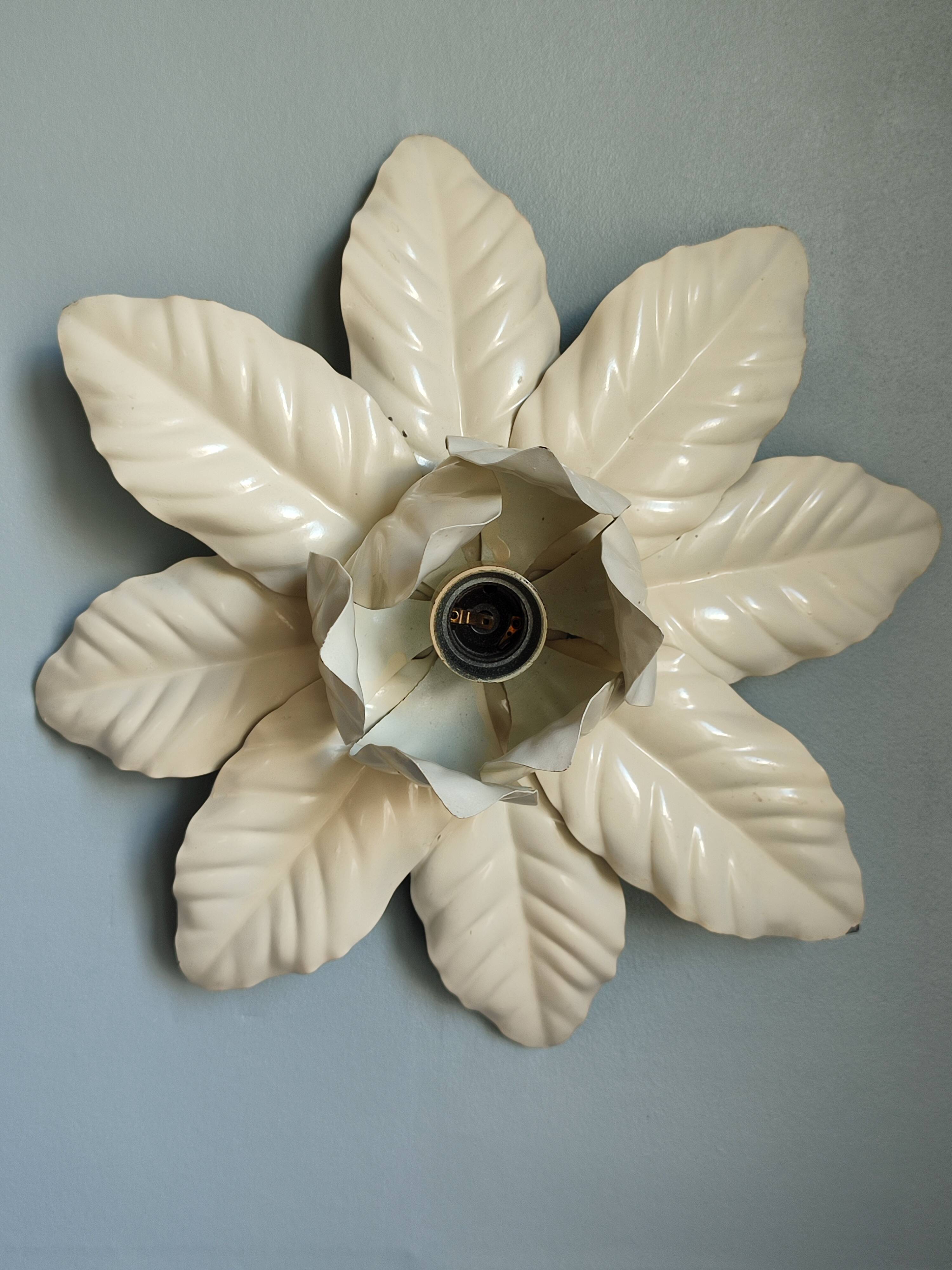 Pair of vintage white metal wall lamps/ceiling lamps