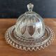 Vintage glass cheese dome with its plate, 1950s.