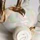 Fruit-shaped liqueur service in porcelain or tea set with its mirror tray.