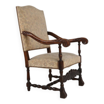 19th Century Renaissance carved oak Throne Armchair, France 1850s
