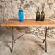 Vintage French Bistro Table | 1960s/70s Oak Top & Cast Iron Base | Retro Coffee & Wine Table