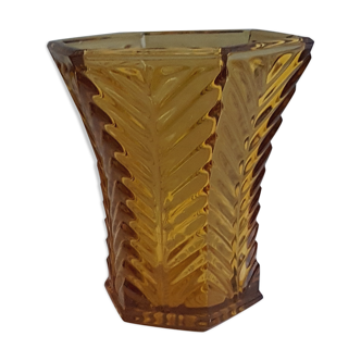 Vase en verre brun art déco