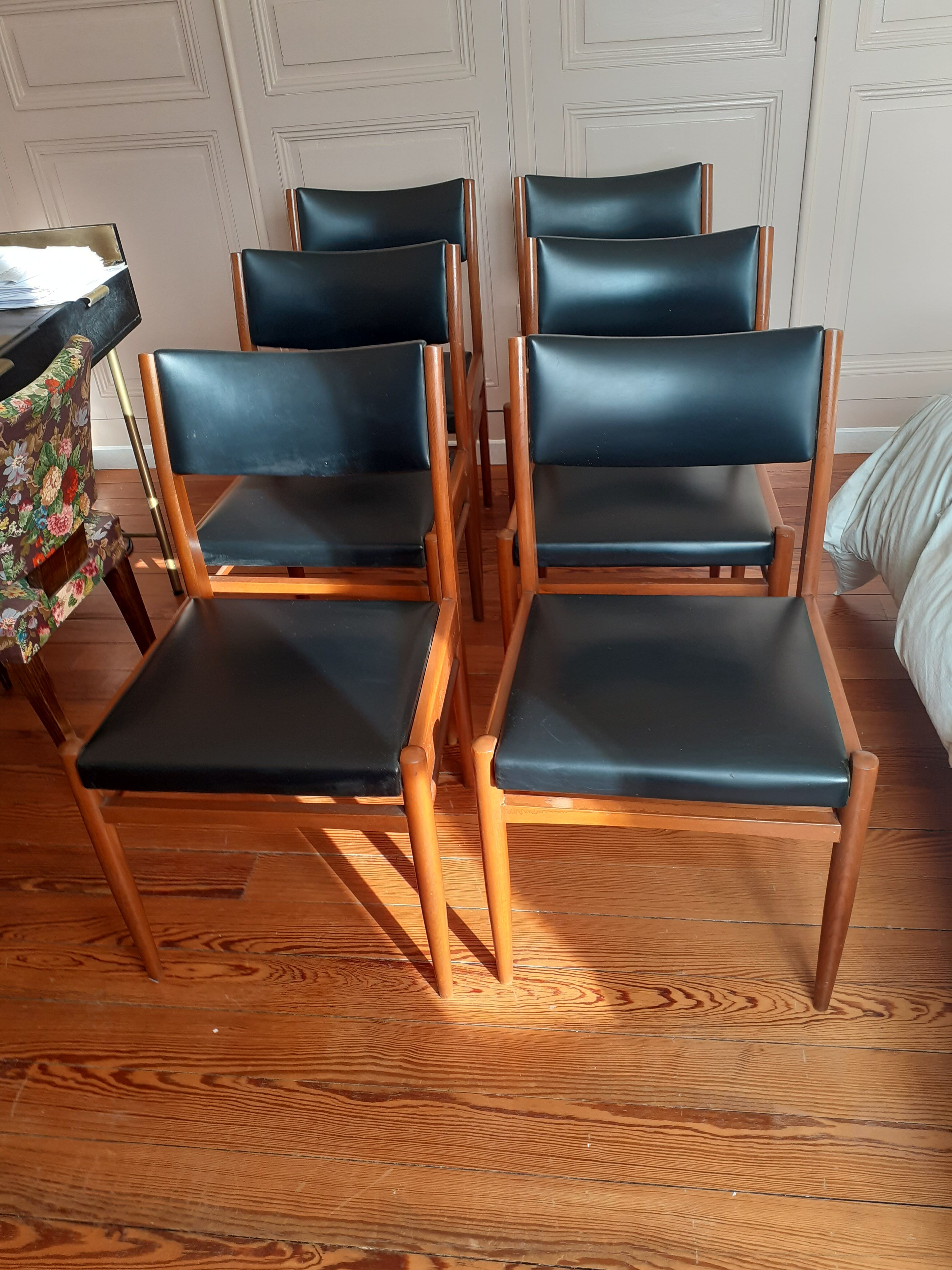 Vintage chairs in black leather