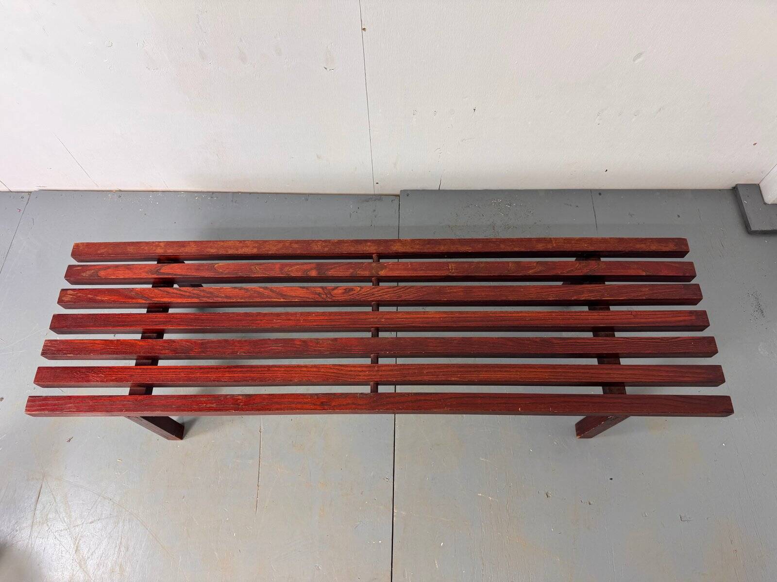 Mid-century modernist wooden wenge slat bench coffee table by Gijs Bakker for Castelijn, 1970s
