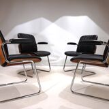 Martin Stoll set of 4 leather dining/conference chairs by Prof. Karl Dittert
