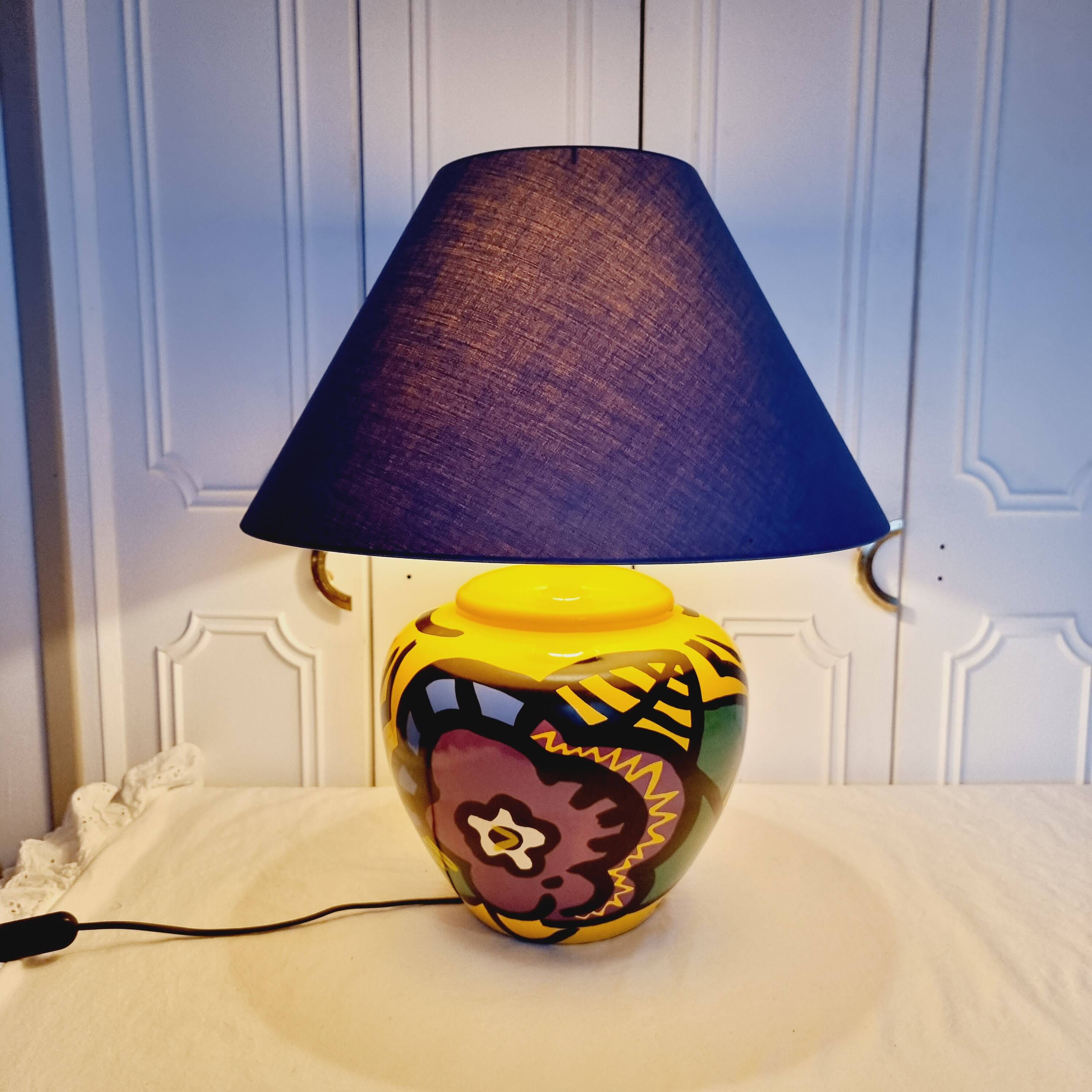 lampe de table française en céramique de Saint-Clément des années 1950